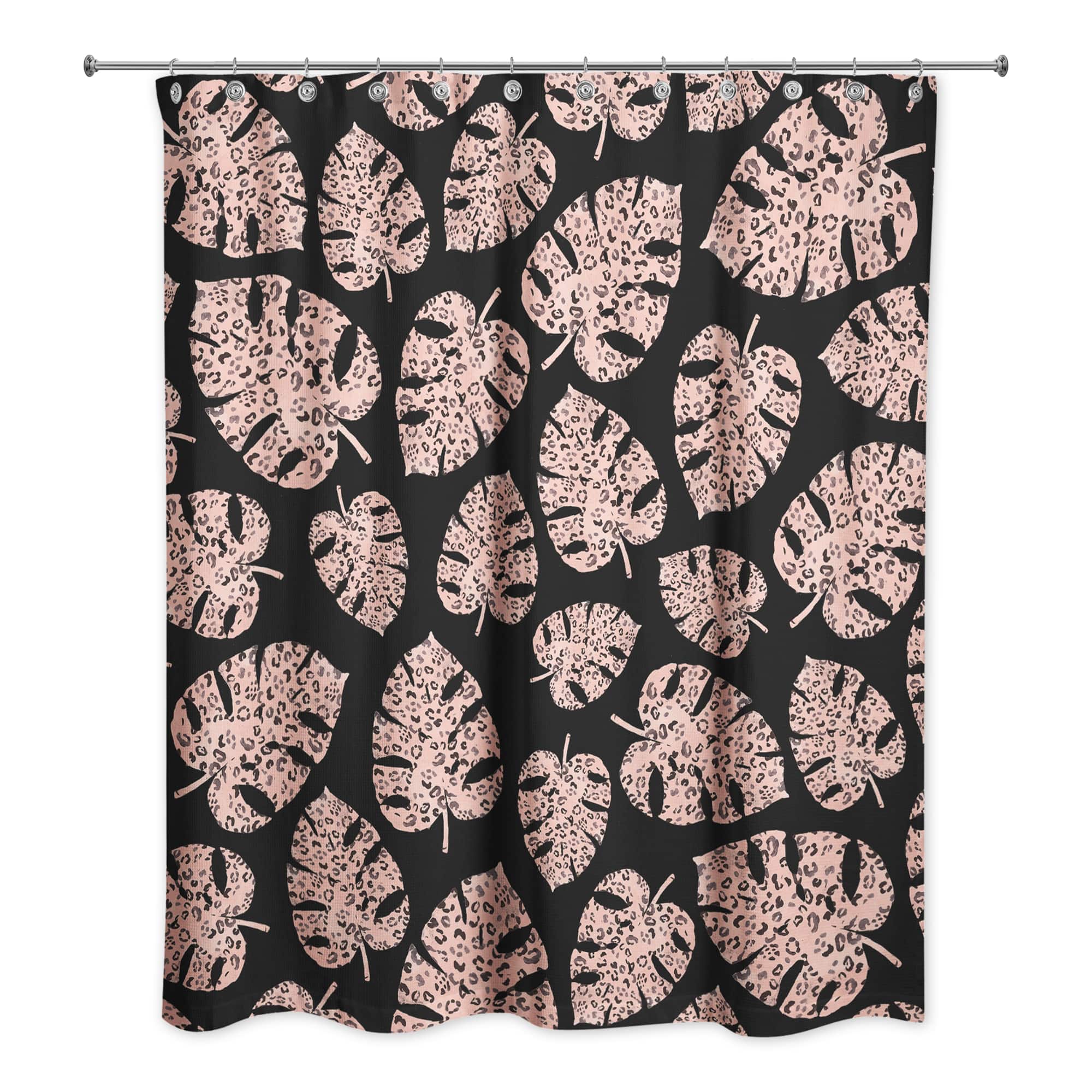 Pink Cheetah-Monstera Shower Curtain